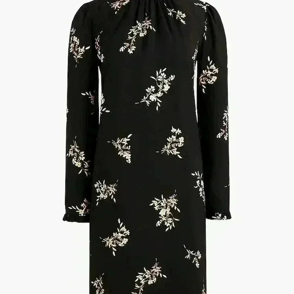 NWOT | J. Crew Floral 3/4 Sleeve Ruffle Neck Classy Shift Dress | Size 0 - Picture 1 of 8